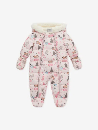 Guess Kids'  Baby Girls Forest Snowsuit In Pink