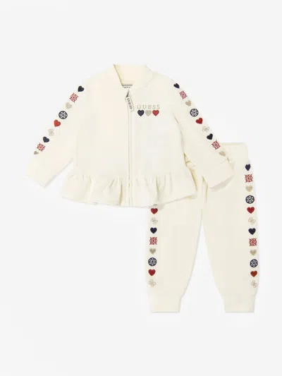 Guess Baby Girls Heart Logo Tracksuit In Brown