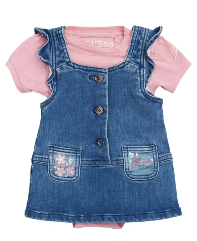 Guess Baby Girls Jumper With Bodysuit, 2 Piece Set In Pink