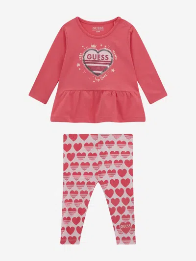 Guess Baby Girls Legging Set In Pink