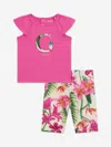 Guess Baby Girls 2-piece Short Sleeve T-shirt And Printed Legging Set In Pink