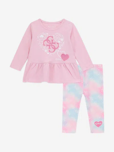 Guess Baby Girls Legging Set In Pink