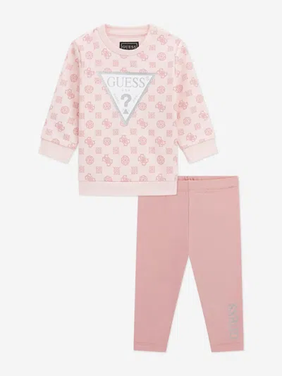 Guess Baby Girls Leggings Set In Pink