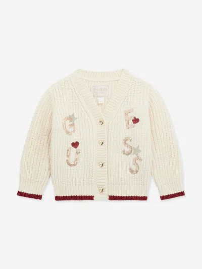 Guess Baby Girls Logo Cardigan In White