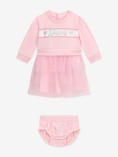 Guess Baby Girls Mixed Fabric Dress In Multi