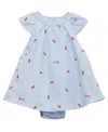 Guess Baby Girls Printed Stretch Poplin Bodysuit Dress In Blue