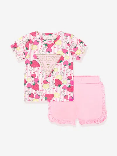 Guess Baby Girls Strawberry T-shirt And Shorts Set In Pink