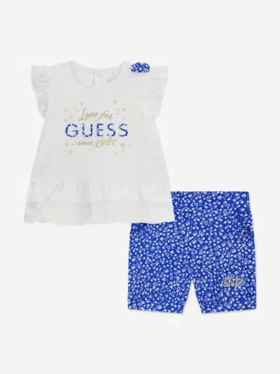 Guess Baby Girls T-shirt And Shorts Set In Blue