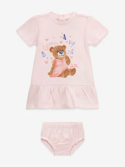 Guess Baby Girls Teddy Bear Dress In Pink