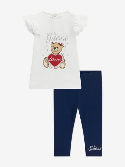 Guess Baby Girls Teddy Bear Leggings Set In Multi