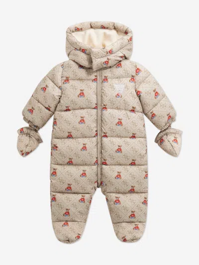 Guess Baby Hooded Snowsuit In Gray