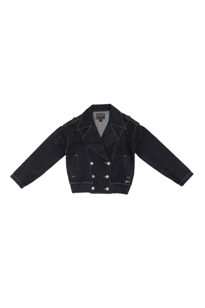 Guess Kids'  Baby Jacket J6rl07d5d90 Rlux Lurex Denim Jacket Denim In Black