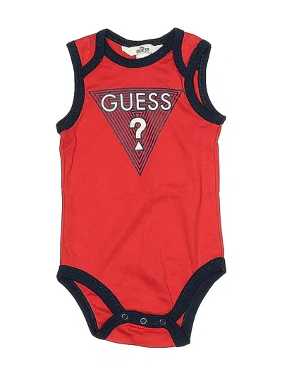 Pre-owned Guess Baby Babies' Short Sleeve Onesie In Red