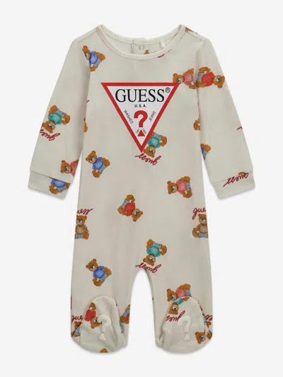Guess Kids'  Baby Teddy Bear Logo Babygrow In Purple