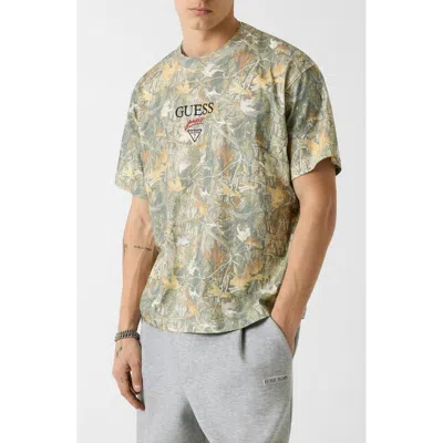 Guess Baker Logo Camouflage Graphic T-shirt In Multi