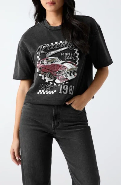 Guess Beaded Race Car T-shirt In Animal Print