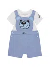 Guess Bear-design Dungarees In Blue