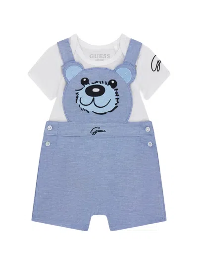 Guess Babies' Bear-design Dungarees In Blue