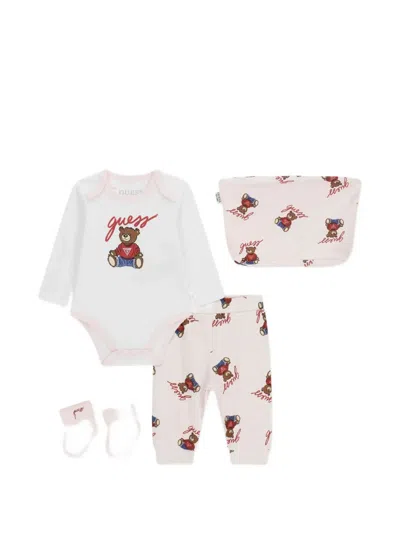 Guess Bear-graphic Babygrow Set In Animal Print