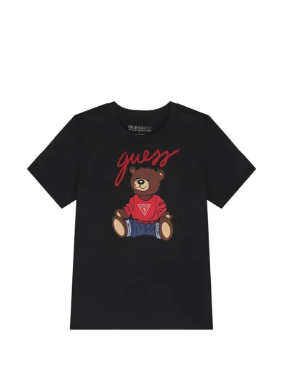 Guess Kids' Bear Graphic T-shirt In Black