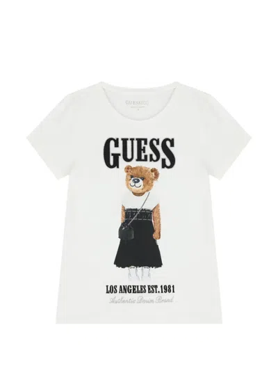 Guess Kids' Bear-graphic T-shirt In White