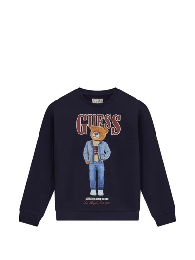 Guess Kids' Bear-print Sweatshirt In Blue