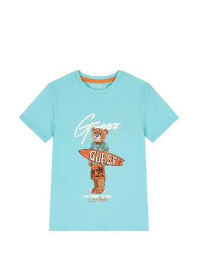 Guess Kids' Bear-print T-shirt In Blue