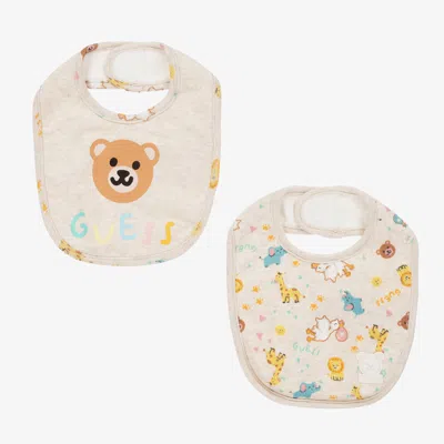 Guess Beige Baby Bibs (2 Pack) In White