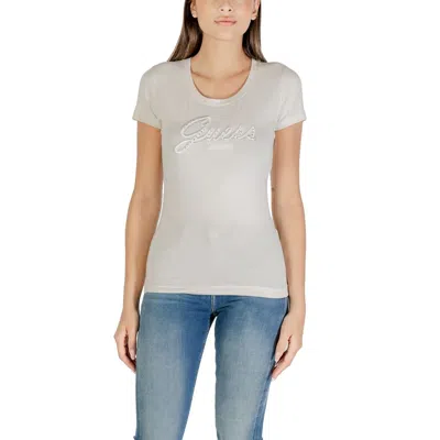 Guess Beige Cotton T-shirt In White