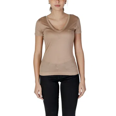 Guess Beige Lyocell T-shirt In Brown