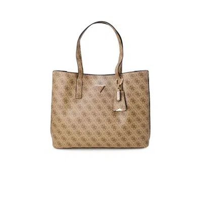 Guess Beige Polyethylene Handbag In Brown