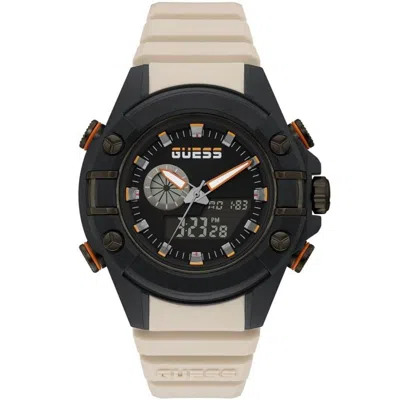 Guess Beige Resin Watch In Black
