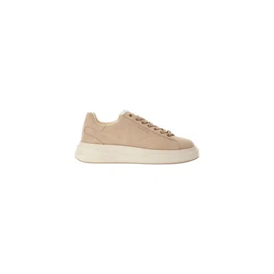 Guess Beige Suede Leather Low Top Sneakers In Neutral