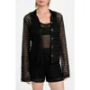 Guess Bella Sequin Open Stitch Shirt In Black