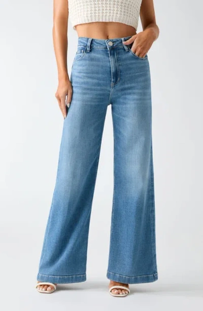 Guess Bellagio High Waist Wide Leg Jeans In Blue