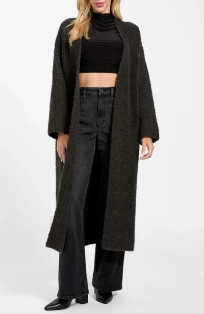 Guess Beniko Bouclé Longline Cardigan In Brown