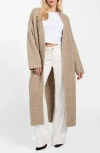 Guess Beniko Bouclé Longline Cardigan In Brown