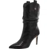 Guess Benisa Boot Women Black Croco Leather Pointed Toe Stiletto Heel Gal1398 In Black