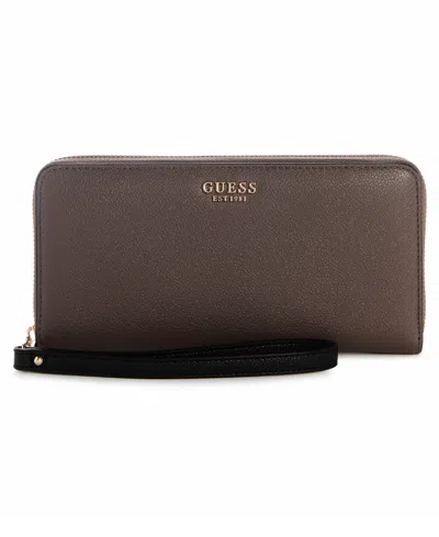 Guess Bethany Mini Zip Around Wallet In Chestnut Multi