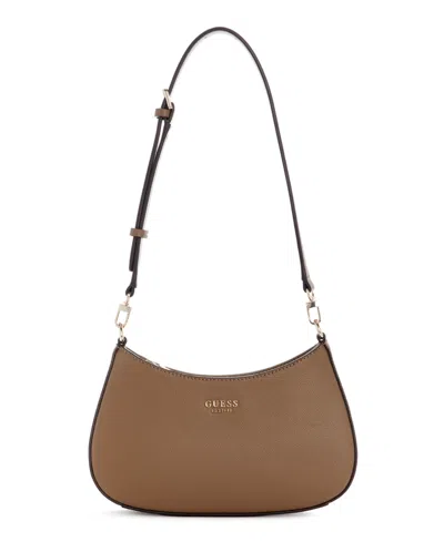Guess Bethany Zip-top Small Shoulder Handbag In Chestnut Multi