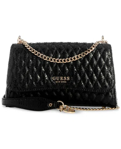Guess Betula Small Quilted Convertible Crossbody In Black