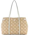 Guess Beyza Large Girlfriend Tote Bag In White Logo