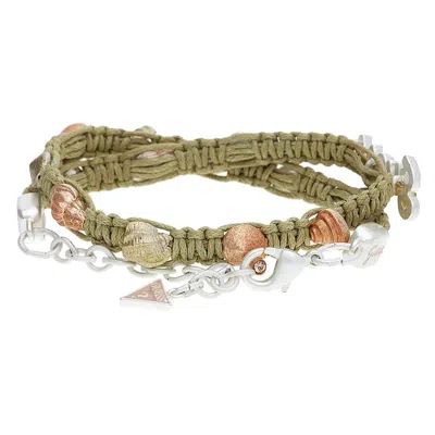 Guess Bicolor Textile Necklace In Green