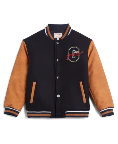 Guess Kids' Big Boy Long Sleeve Padded Bomber Jacket In Blue