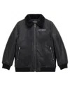 Guess Big Boy Polyurethane Padded Long Sleeve With Sherpa Fur Collar Jacket In Black