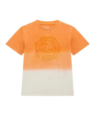 Guess Kids' Big Boys Dip Dye Short Sleeve T-shirt In Orange