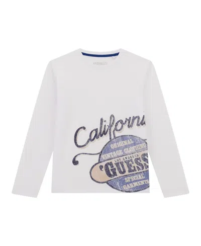 Guess Kids' Big Boys Long Sleeve T-shirt In White