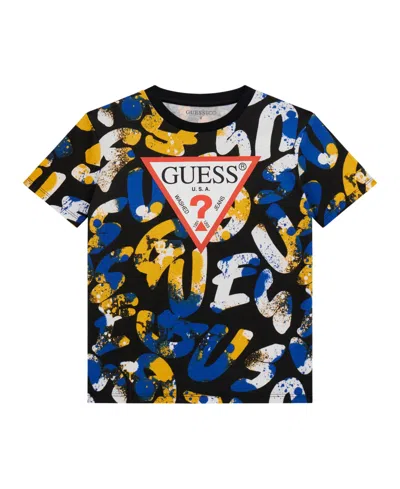 Guess Kids' Big Boys Printed Short Sleeve T-shirt In Multi Graffiti