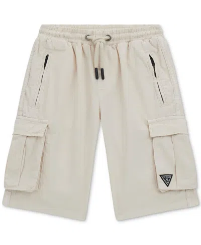 Guess Kids' Big Boys Pull On Drawstring Waist Woven Twill Cargo Shorts In Quick Sand