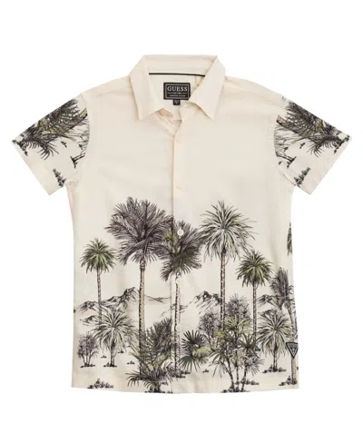 Guess Kids' Big Boys Short Sleeve Button Down Shirt In Neutral